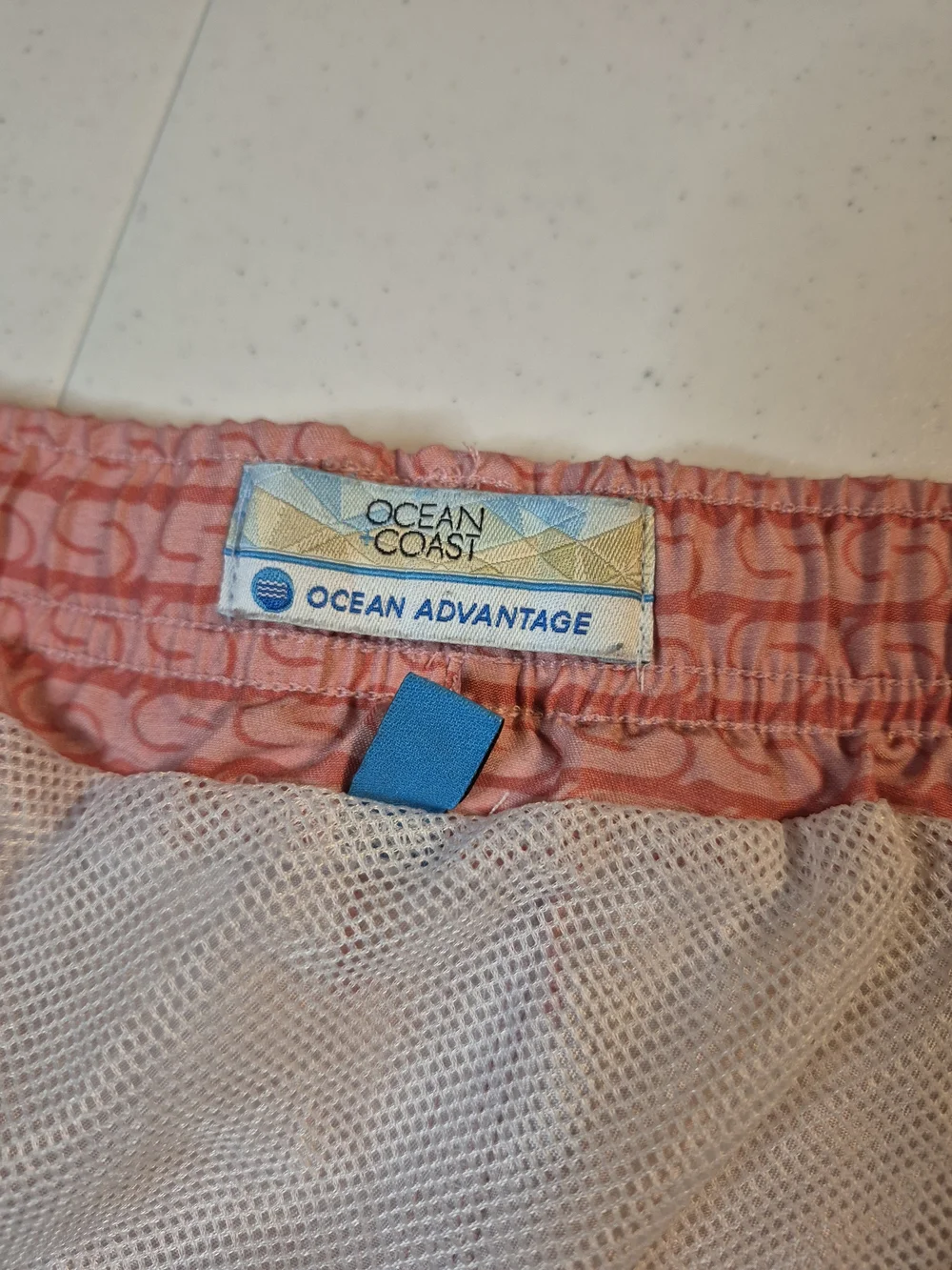 Men's Pink Patterned Swim Trunks with Drawstring Waist 4828